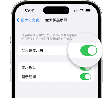 福建苹果15预约维修分享iPhone15如何设置全天候显示屏幕可见 